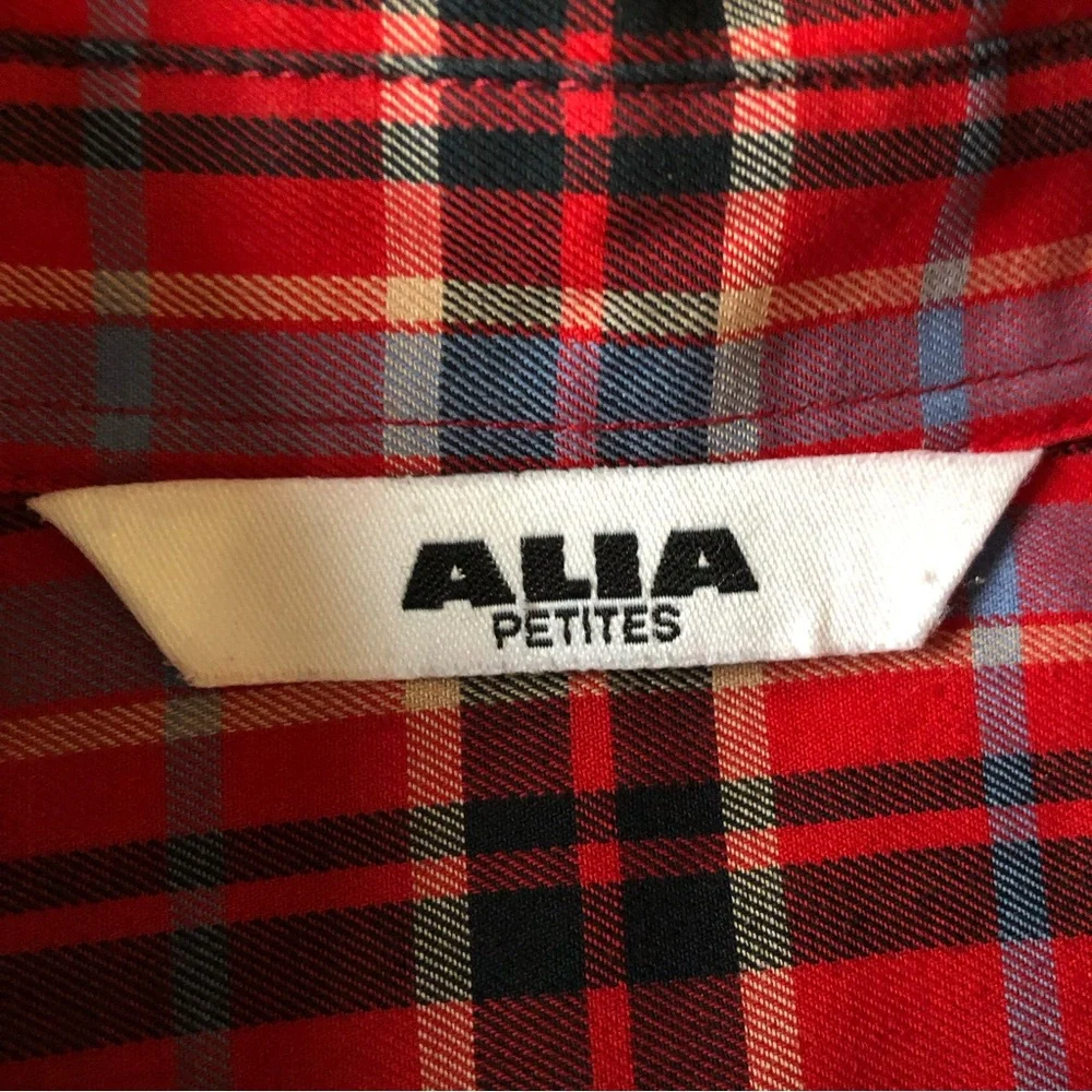 Vintage Alia Petites Long Sleeve Button Down Shirt Red Plaid Womens XL - Picture 3 of 5